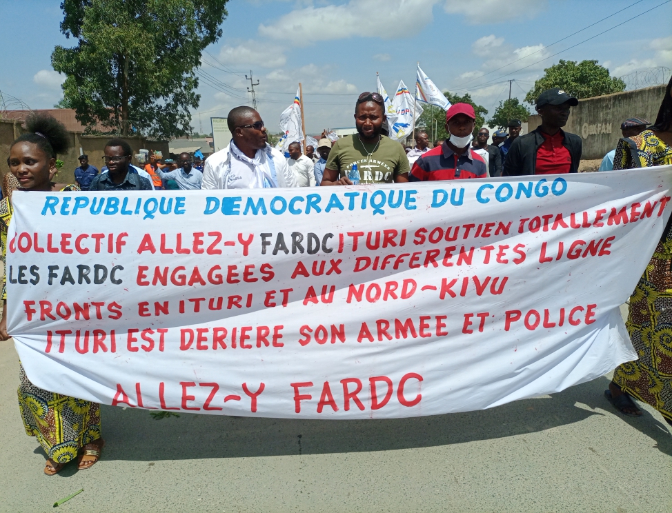 Ituri- insecurite: le collectif allez-y FARDC a marché à Bunia pour soutenir les actions de l'armée contre les terroristes M23 et ADF.